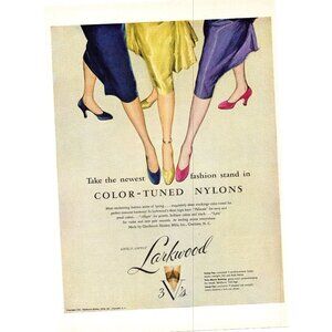 1951 Larkwood Color Tuned Nylons Vintage Print Ad Pantyhose 50s Fashion Wall Art